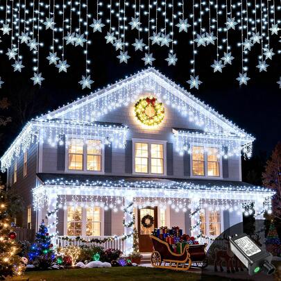 Kayoosi Cascada de Luces Navide?as 10M 500 LED. Luces Navide?as Exterior con 8 Modos. Luc de Decoración de Hadas con Mando a Distancia. Adecuadas para Navidad, Halloween, Jardín, Patios (10M-2)
