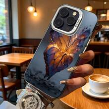 Funda de Teléfono Transparente con Patrón de Mariposa de Fuego para iPhone 14 15 Pro Max y  Galaxy S23 S24, Opción de Regalo Ideal para Todas las Temporadas - Negro - Ver 6