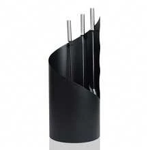 4-Piece Modern Fireplace Tool Set Including A Shovel, Brush, Poker And Stand, Stove Tools, Black, 56 X 22 X 22 Cm - Black - View 3