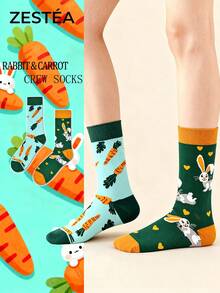 3/5双装女士卡通印花中筒袜，多种主题可选（动物、食物、几何、太空、圣诞），吸湿排汗，防臭，柔软舒适，新颖有趣，时尚过膝袜。这款趣味十足的袜子是送给妈妈、女儿、奶奶、妻子的生日、万圣节、圣诞节以及日常穿着的理想礼物。也是送给女性的最佳趣味时尚主题礼物，适合所有季节。 - 彩色 - 查看 4