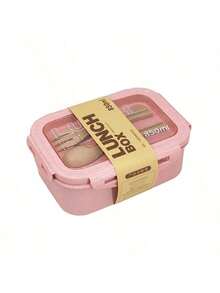 1 Lunch Box With Two Compartments, Built-In Cutlery Set, Reusable, Microwave Heating (Remove Lid), Suitable For Kitchen, Outdoor And Kitchen Utensils, Kitchen, Christmas Gifts, Carry On/Go