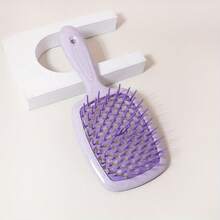 Premium Hair Comb - 1 Piece, Suitable For All Hair Types, Dual-Use For Dry And Wet, Durable PP Bristles And ABS Handle - 紫色 - 小麥色格子梳 - 查看 2