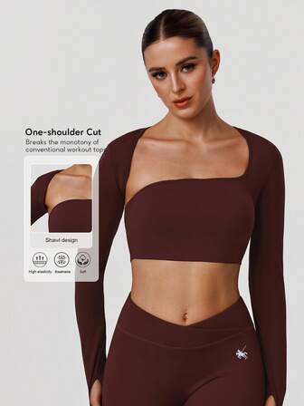 Sodalemon Camiseta deportiva de manga larga con agujero para el pulgar, top corto de entrenamiento casual, activo, para gimnasio, yoga y actividades al aire libre, primavera