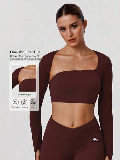 Sodalemon 女士训练休闲运动长袖拇指孔健身房露脐上衣户外瑜伽运动T恤