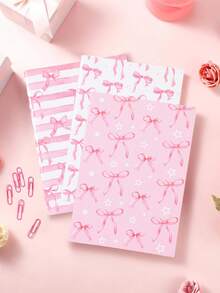 24pcs Pink Bow Mini Notebooks, Lined, Can Be Used As Memo Pads, Writing Pads, Portable Notepads, Suitable For Baby Shower Decor, Birthday Decor, Birthday Gifts, Great For School, Office, Stationery, Study Notes, Learning Supplies, Notebooks, Party Favor Fillers - Pink - View 9