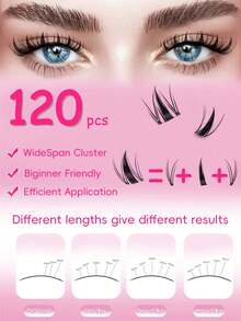 120pcs D-Curl Flare False Eyelashes, 10-18mm Cartoon Eyelash Clusters, D-Curl DIY Eyelash Extension, Moisturizing & Outward Curling, Anime Style Individual Lashes, Ultra-Thin Invisible Lash Band, Create Manga-Inspired Lash Look - D - View 4