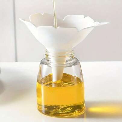 Sakura Kitchen Funnel - Durable And Easy-To-Clean Plastic, Suitable For Olive Oil And Seasonings, With Storage Hook - White/Pink