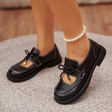 Damen Mode vielseitige flache Schnallen Rund Zeh Farbblock Schleife Slip-On Loafer, geeignet für alle Jahreszeiten - Schwarz - Übersicht 11