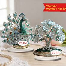 1/3pcs Crystal Lotus Lantern & Peacock Acrylic Desktop Decor, Multifunctional Ornament For Home, Dorm, Office, Also Suitable As Islamic Festival Gift - Multicolor - View 6