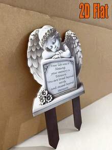 1pc Classic Angel Memorial Plaque, 7.8 "X6.29" Acrylic Garden , Ground Mounted, Weather Resistant Outdoor Decor, Easter Remembrance, Lenten Decor, No Electricity Required - 彩色 - 查看 4