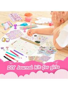 Kit de diario DIY para niñas de 8 a 14 años, set de papelería y diario con pegatinas, regalos de cumpleaños para niñas de 8, 9, 10, 11, 12, 13 y 14 años, kit de manualidades y scrapbook, idea de regalo de cumpleaños para adolescentes