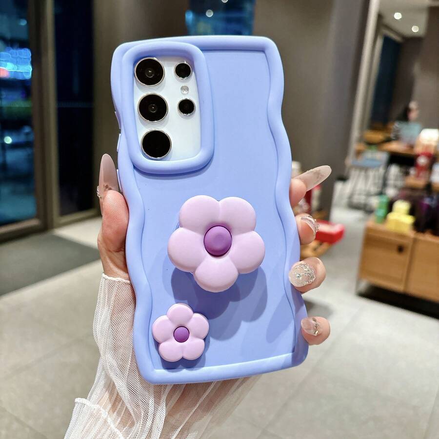 1 Peça Capa de Telefone Almofada de Ar com Flor de Onda de Pérola Dopamina Compatível com iPhone 17Pro Max/Redmi Note 11 4G/Galaxy A55/Infinix Note 30/Moto E30/Camon 20/Camon 20 Pro 4G/Spark 8C/Spark Go 2022/Smart 7, Smart 8, Anti-Queda, Não Amarela, Espessura de 1MM