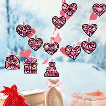 12/24pcs DIY Valentine'S Day Craft Paper Heart Catchers - Classroom Art Supplies Kit For Stained Glass Effect, No Batteries Required - Multicolor - View 4