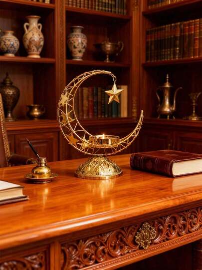 Handheld Aroma Diffuser Candlestick, Creative Metal Moon Incense Burner, Modern Style Restaurant Home Decoration