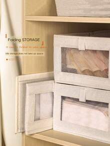 1/2pcs Foldable Fabric Storage Boxes, Wardrobe Organizer Bins For Clothes, Jeans, Underwear, Socks, Living Room Toy & Miscellaneous Desktop Organizer