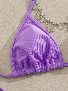 Sexy & Elegant Bohemian Knotted Backless Strap Beach Dress, Suitable For Casual, Vacation, Date Night In Summer - Purple - View 3