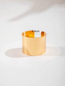 1pc Minimalist Chic Metal Open Cuff Bracelet With Large Smooth Geometric Design, Suitable For Daily Wear, Casual, Party, Gift - 27805-g-eP - View 4