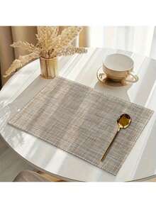 Kitchen Fabric Art 4/6pcs Daily Use Placemats Set, Elegant Woven Placemat For Dining Tables, Natural Beige Color, Heat Resistant And Easy To Clean, Perfect For Home And Kitchen Decor - Màu Xám nhạt - Xem 6