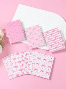 24pcs Pink Bow Mini Notebooks, Lined, Can Be Used As Memo Pads, Writing Pads, Portable Notepads, Suitable For Baby Shower Decor, Birthday Decor, Birthday Gifts, Great For School, Office, Stationery, Study Notes, Learning Supplies, Notebooks, Party Favor Fillers - Pink - View 2