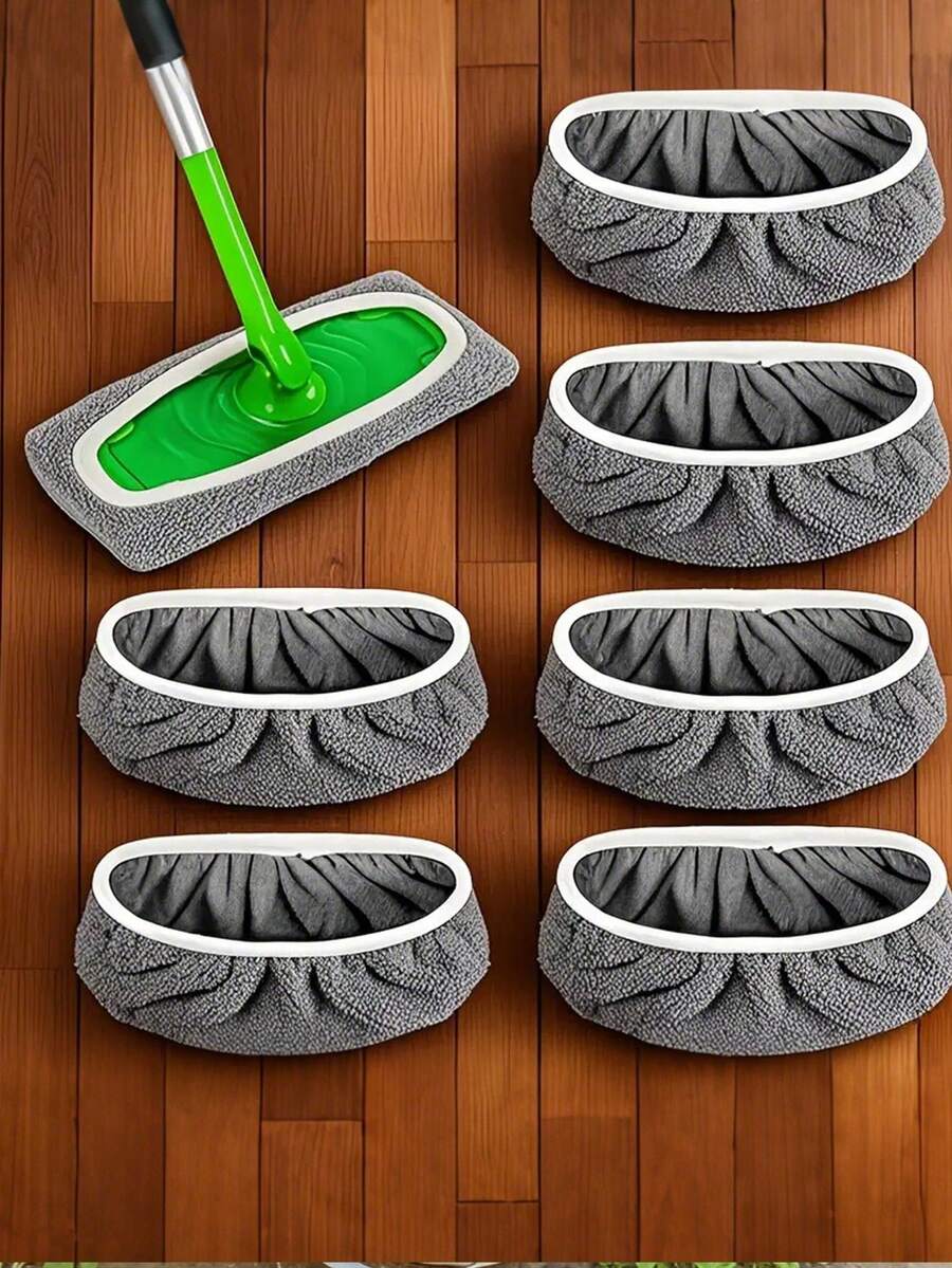 1pc/10pcs Super Absorbent Reusable Mop Pads, Polyester Cleaning Cloths, Suitable For Dry & Wet Floor Cleaning, Easy To Replace, Applicable For Household Cleaning, Dry & Wet Wiping | Connecting Pads | Cleaning Cloths, Floor Cleaning Mop Pads