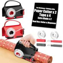 Heavy-Duty Manual Wrapping Paper Cutter With Built-In Tape Dispenser Kit, Adjustable System, Precise Straight Cut, Red And Black Christmas Gift Wrapping Tool, Suitable For Home And Office Holiday Wrap - 紅色 - 查看 2
