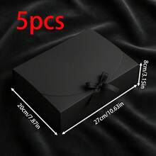 1/5 件套白色礼盒，带盖，尺寸 10.6 x 7.8 x 3.1 英寸，附赠白色丝带，适用于伴娘邀请函、婚礼礼物、生日礼物、派对回礼、装饰、情人节礼物、新娘礼盒 - 純黑色 - 查看 9