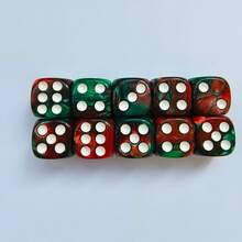 10pcs/Pack Best Seller Marble Acrylic Polka Dot Dice, Dual-Color Dice, 16mm Rounded Square Multicolor Checkerboard Game Accessories, Suitable For Tabletop Games, Entertainment, Parties - Multicolor - View 20