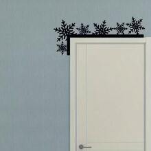 1 قطعة زخرفة زاوية الباب على شكل نجمة الثلج المعدنية، ديكور الحائط، ديكور إطار باب غرفة النوم وغرفة المعيشة والحمام، طراز فني، ديكور عيد الميلاد الحديث، مثبت على الحائط، للاستخدام الداخلي، ديكور عيد - الأسود - مشاهدة 1