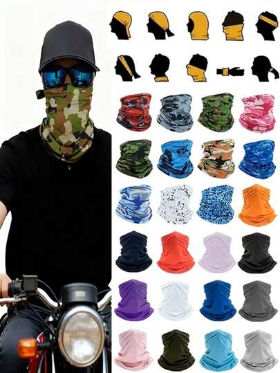 1pc Motorcycle Rider Unisex Versatile Headband Neck Gaiter & Face Mask, Highly Elastic & Comfortable, Outdoor Riding Windproof Sunscreen Multifunctional Bandana