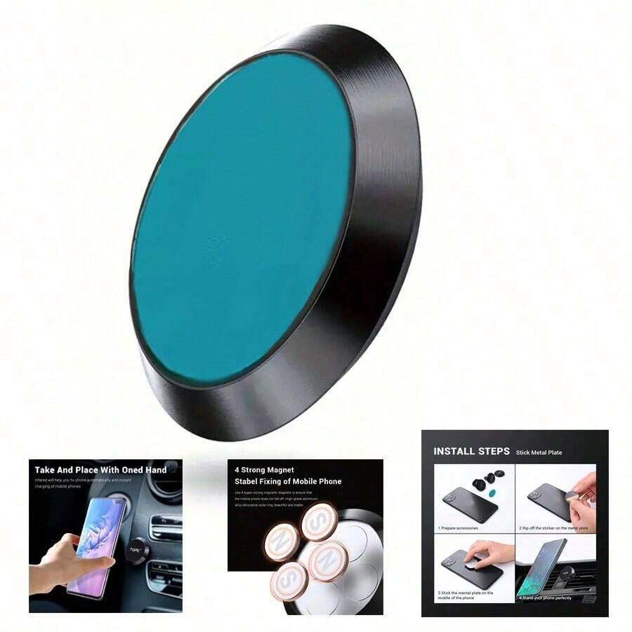 1/2/3/4/5 piezas Soporte de teléfono para coche negro + Soporte magnético de teléfono para coche + Soporte de montaje en pared multifuncional + Soporte adhesivo - Ver 1