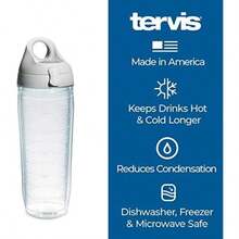 Tervis Made in USA Double Walled Clear & Colorful 24oz Lidded Insulated Tumbler Cup Keeps Drinks Cold & Hot, 24oz, Blue Lid(rojo (Red Lid) Botella de agua de 24 onzas) - Multicolor - Ver 5