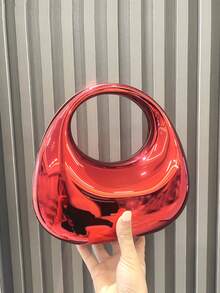 FOREVER MIYIN 亚克力新月形手提包，时尚多功能链条单肩斜挎包，可作手机袋、耳机盒、口红盒，是情人节、生日、周年纪念日的理想礼物，也适合派对、婚礼、宴会等场合（红色） - 紅色 - 查看 6