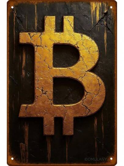 Letrero de hojalata de Bitcoin, regalo de criptomoneda, impresión artística de Bitcoin, decoración de espacio de trabajo, arte de pared de oficina para hombres, arte de pared moderno, decoración de oficina de 8x12 pulgadas