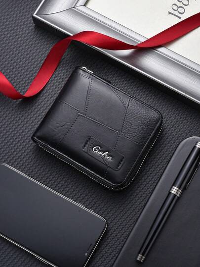 SHABILI محفظة رجالية قصيرة على الطراز الكوري، كلاسيكية وأكثر مبيعًا، أفقية السعة الكبيرة متعددة فتحات البطاقات، محفظة أعمال للرجال، محفظة جلدية صغيرة، أفكار هدايا للرجال، محفظة صغيرة