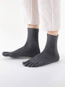 6 Pairs Men's Multi-Color Casual Business Versatile Moisture-Wicking Odor-Resistant Five Finger Toe Socks, Suitable For Daily Wear