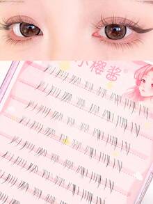 80 Clusters Individual Cluster Lashes DIY Lash Extension Crossed Wispy Soft Daily Cluster Lashes Thin Band Natural False Eyelashes Lash Clusters, Eyelash Clusters, Individual Eyelashes,Lashes,Fake Lashes - Black - View 2