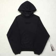 ESSENTIALS Fear Of God Hoodie Unisex Pullover Hoodie, Men&Women Oversized Fit, Relaxed, Comfortable Fit Through The Body, Streetwear Styling With Function Pockets Embrace A Modern, Color: Light Grey Heather, Black, Charcoal, Apricot, White - 黑色 - 查看 2