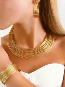 The Four Piece Wire Jewelry Set Is The Preferred Choice For Showcasing Individuality, Boldness, And Uniqueness In Jewelry - Yellow Gold - View 1