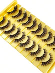 10 pares de pestañas postizas de visón 5D, cruzadas y voluminosas, naturales y dramáticas - Negro - Ver 4