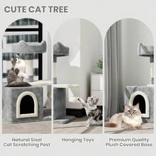 DOGAT Small Cat Tree Tower 70cm 28 Inch Indoor Cat Tree With Condo Scratching Post Top Perch Fish Platform Dangling Ball Colourful Kitten Activity Centre For Apartments Corners And Small Rooms - Light Grey - Light Grey - View 3