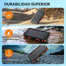 Banco de energía solar 2025 de 20000 mAh: cargador portátil con panel solar, puertos USB duales QC3.0, linterna LED, batería externa duradera para teléfonos y dispositivos electrónicos, ideal para viajes y campamentos. - Multicolor - Ver 5