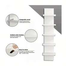 Black Plastic Wall Mounted Floating Shelf System, Elegant Curved Design And Smooth Surface - Heavy-Duty Modern Storage Rack With Angled Back Panel, Easy To Assemble, Space Saving Vertical Shelf, Suitable For Living Room, Bedroom, Foyer - Multifunctional Home Decoration - trắng - Xem 4