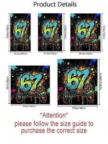 1/3/4pcs Gaming Controller Graffiti Number 67 Shower Curtain Bathroom Sets,Cool Gamer Waterproof And Wear-Resistant Accessories,With 12 Hooks - Includes Toilet Seat Cover, Bath Mats, And Rugs - Plastic Fabric - Washable,Mildew-Resistant - Perfect For Holiday Decor,Home/Bedroom/House/Western/Spring Decor,