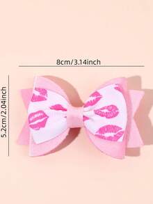 2 szt. spinek do włosów z nadrukiem ust na Walentynki, urocze spinki do włosów z kokardką, spinki do włosów z kokardką na prezent dla dziewczynek, akcesoria do włosów z kokardką na imprezę - Wielokolorowe - Zobacz 5
