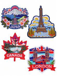 1 Piece Of Embroidered Fabric Patch Featuring Tourist Landmarks, Available In Various Styles. - Multicolor - View 8