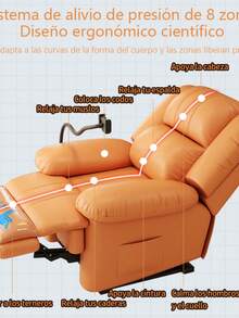 Sofá Reclinable Eléctrico De Masaje Individual Multifunciona - Naranja - Ver 11
