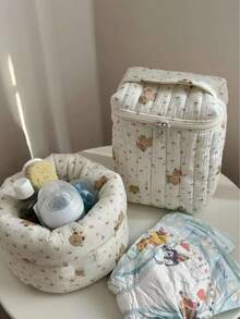 Túi đựng đồ cho xe đẩy em bé hình gấu bông cách nhiệt, hộp giữ lạnh thức ăn đa năng cho trẻ sơ sinh và túi đựng bình sữa/khăn ướt, túi đựng tã dã ngoại. - Nhiều màu - Xem 6