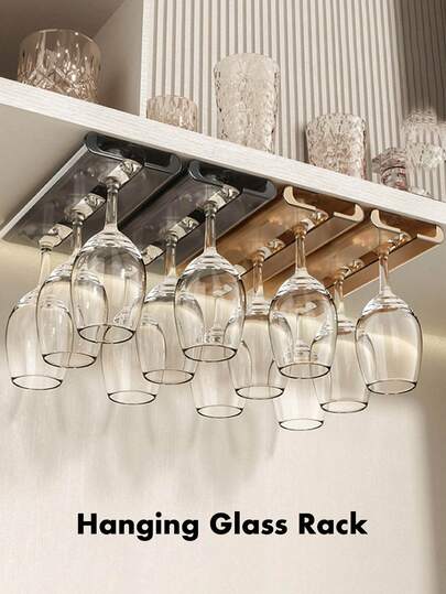 1pc/2pcs Hanging Wine Glass Rack, No Drilling Required, Rounded Edges Won't Damage Glasses, Thick ABS Material , Space-Saving Minimalist Style For Home & Bar, Fits Stemware Diameter 3-8.5cm/1.18-3.35in
