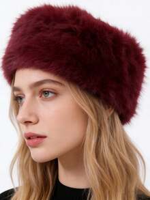 1pc Outdoor Fashion Casual Faux Fur Thick Hat, Brimless Hat Warm Headband Imitation Fox Fur, Autumn/Winter - Multicolor - View 2