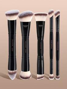 MAANGE 5/8/10 Peças Conjunto de Pincéis de Maquiagem Profissionais Macios e Amigáveis à Pele, Inclui Pincel de Pó, Pincel de Blush, Pincel de Corretivo, Pincel de Contorno, Pincel de Nariz, Pincel de Base, Pincel de Detalhe, Pincel de Rosto, Pincel de Sombra, Pincel de Delineador, Feito de Cabelo Sintético Natural, Confortável e Durável, Adequado para Maquiagem Facial Diária, Pode Aplicar Cosméticos Líquidos, Cremosos ou em Pó, Crie uma Aparência de Maquiagem Perfeita. Adequado para Mulheres, Mães, Esposas, Irmãs, Meninas, Amigas, Etc. - Preto - Visão 2